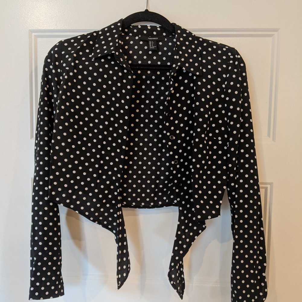 Forever 21 - Polkadot Long Sleeve Wrap Top